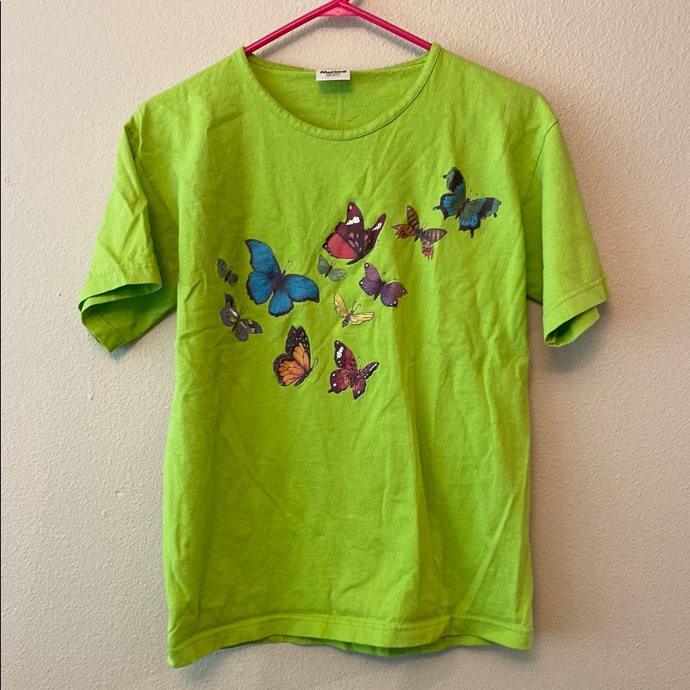 New Cute, Weird, whimsical Green Butterfly Graphic Tee